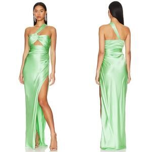 The Sei Asymmetrical Bandeau Asymmetrical One Shoulder Silk Gown NWT Mint Green